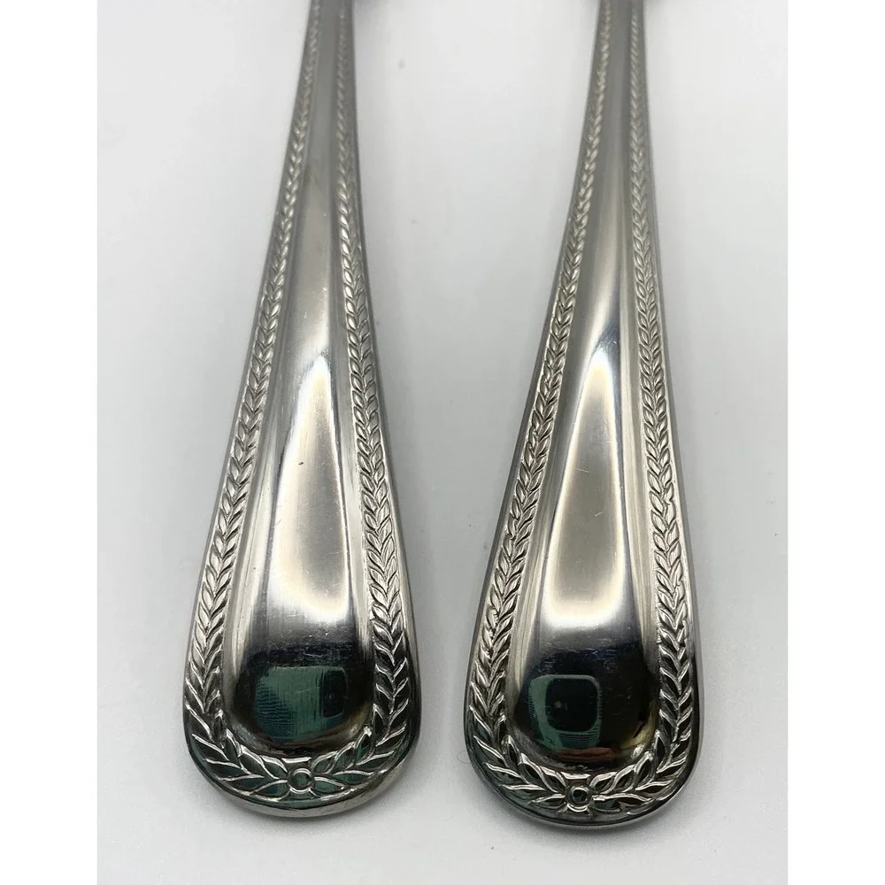 Hampton Silversmith Braided Rope Stainless Silverware Serving Fork Slotted Spoon